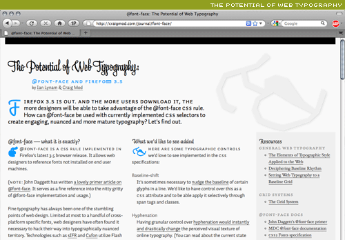 the potential web typography and @font-face