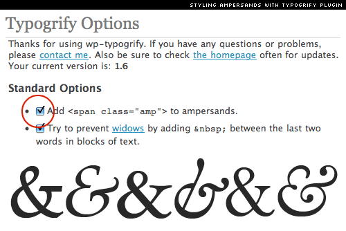 typogrify plugin and styling ampersands (&)