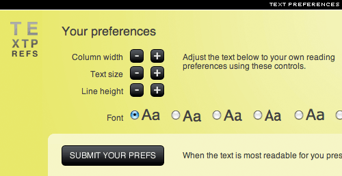 text preferences